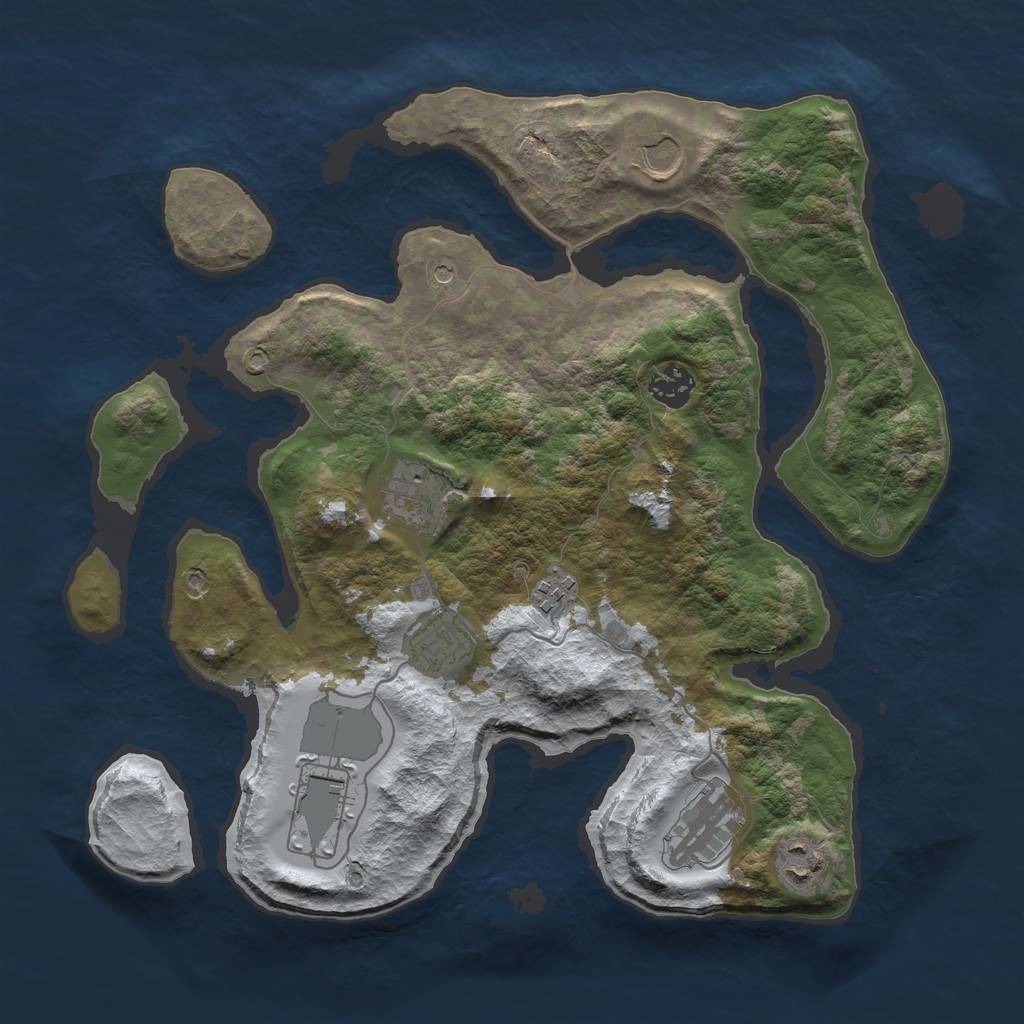 Rust Map: Barren, Size: 3500, Seed: 5173290, 11 Monuments