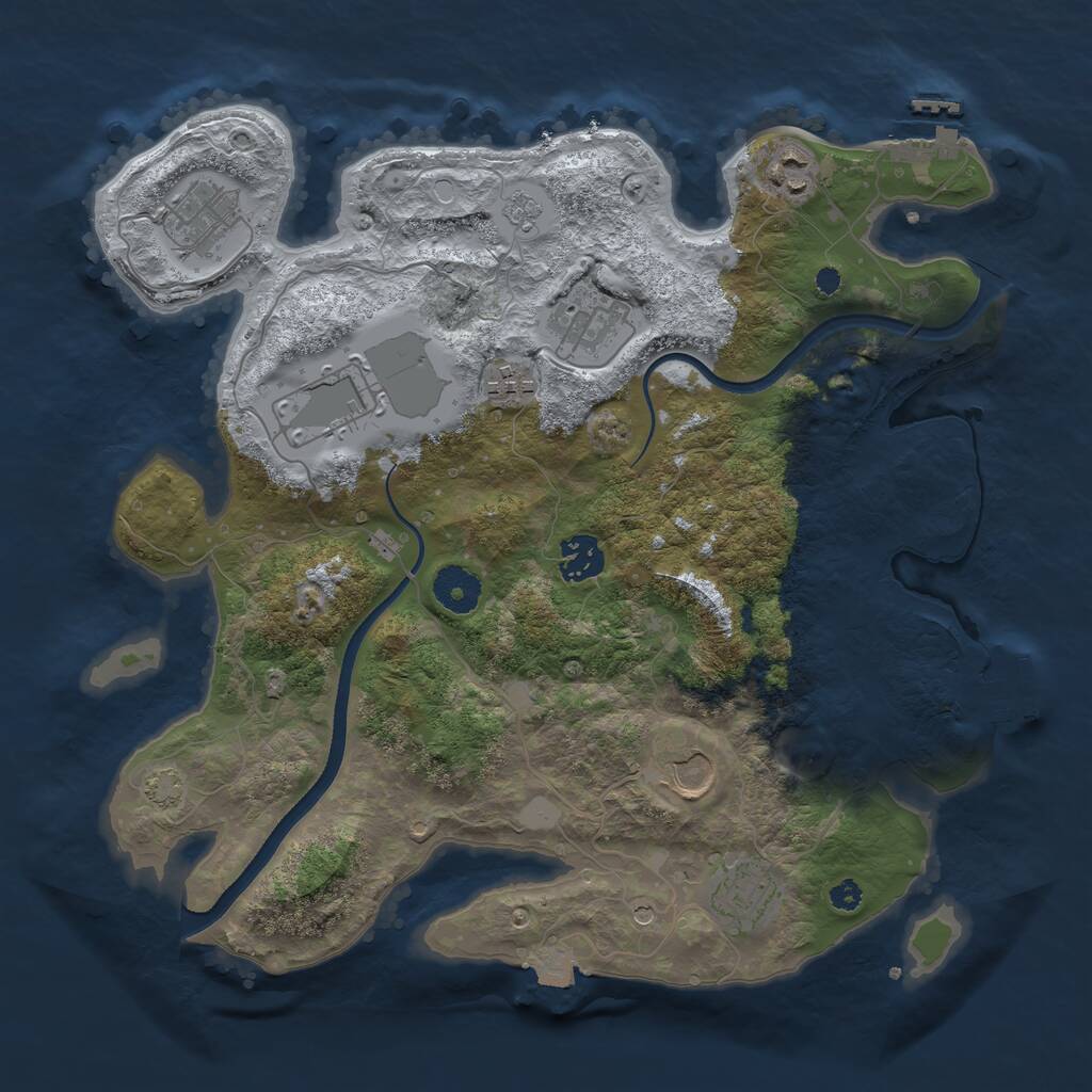 Rust Map: Procedural Map, Size: 3500, Seed: 5141747, 14 Monuments