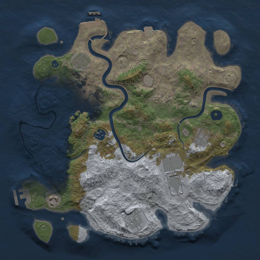 Rust Map: Procedural Map, Size: 3500, Seed: 530761, 15 Monuments