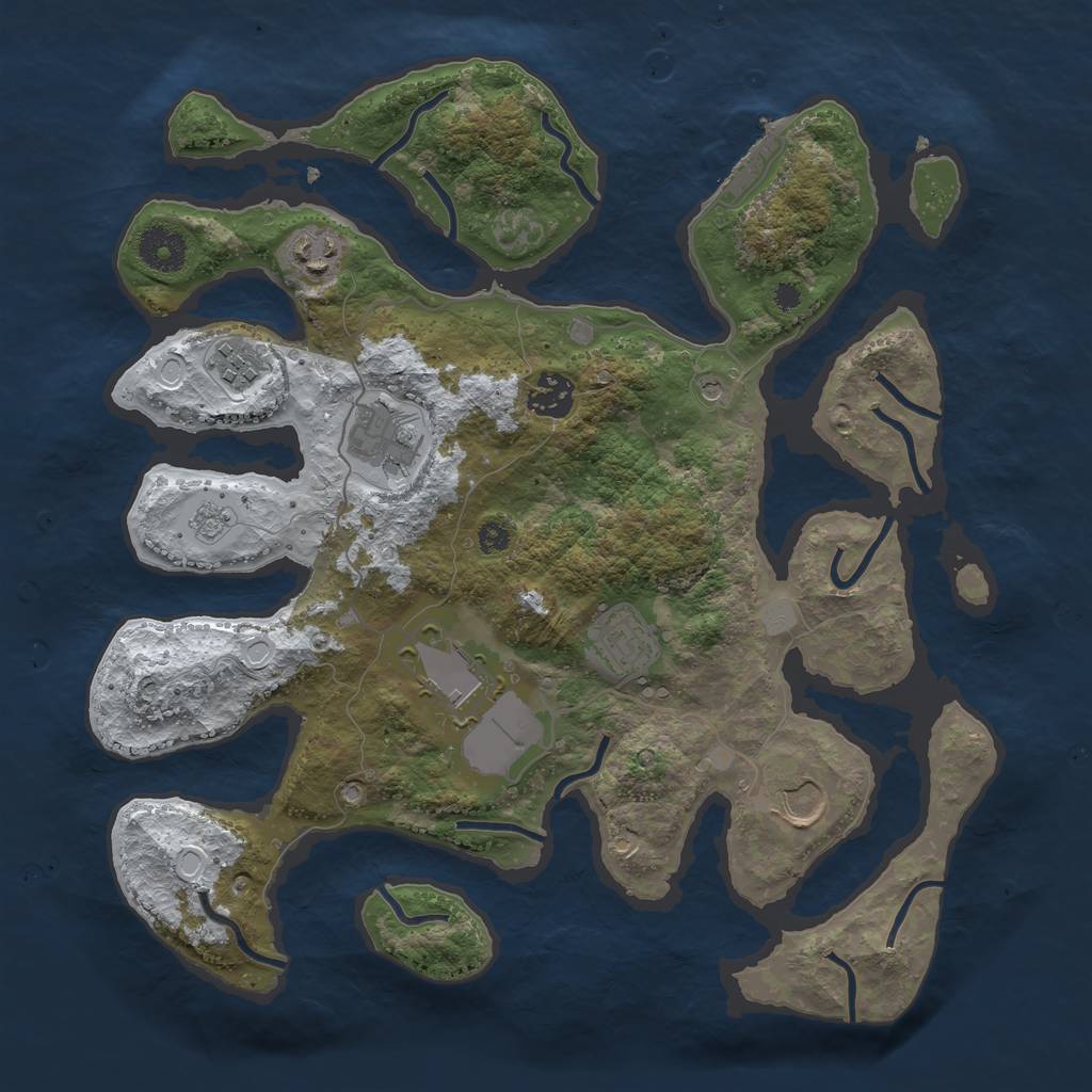 Rust Map: Procedural Map, Size: 3500, Seed: 793322, 15 Monuments