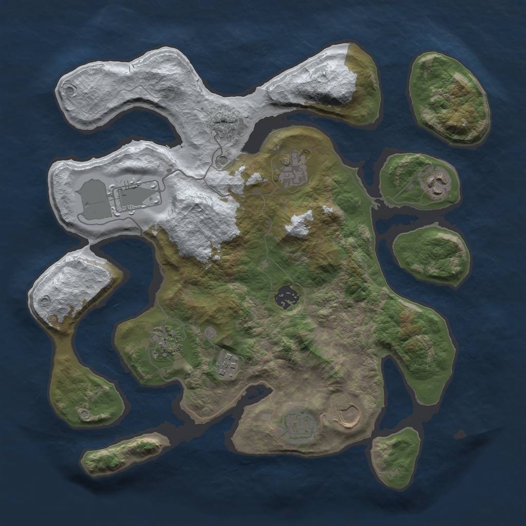 Rust Map: Barren, Size: 3500, Seed: 5472915, 11 Monuments