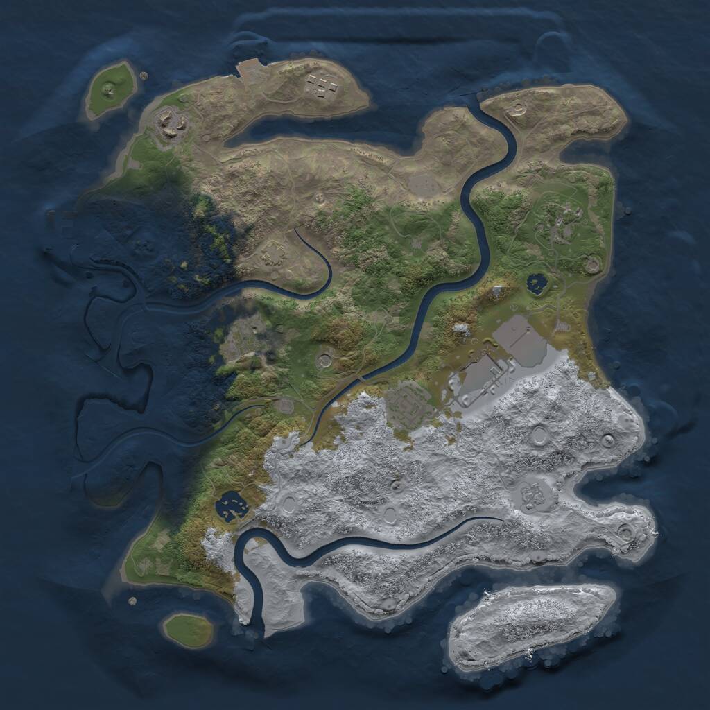 Rust Map: Procedural Map, Size: 3500, Seed: 504787, 12 Monuments