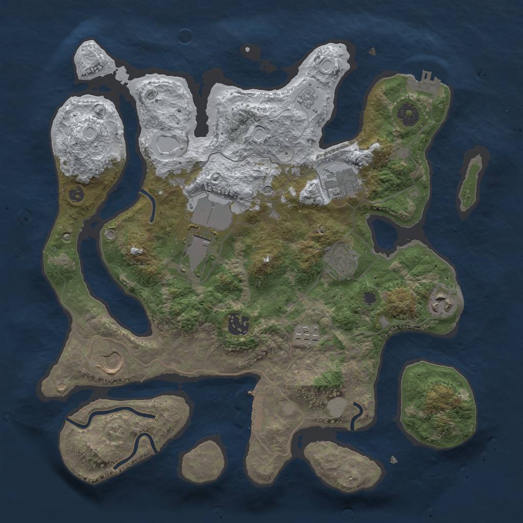 Rust Map: Procedural Map, Size: 3500, Seed: 37900682, 16 Monuments