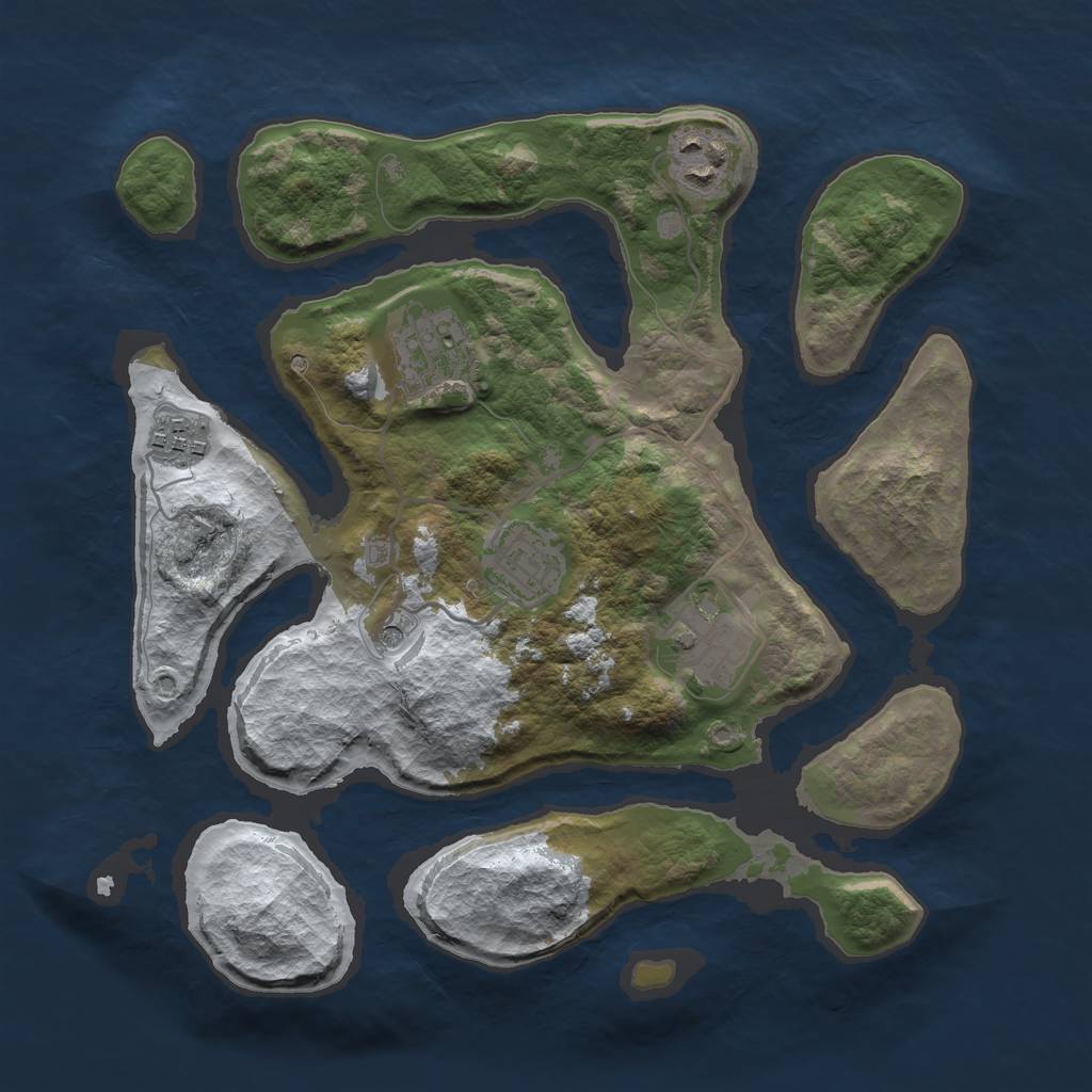 Rust Map: Barren, Size: 3000, Seed: 1845498301, 8 Monuments