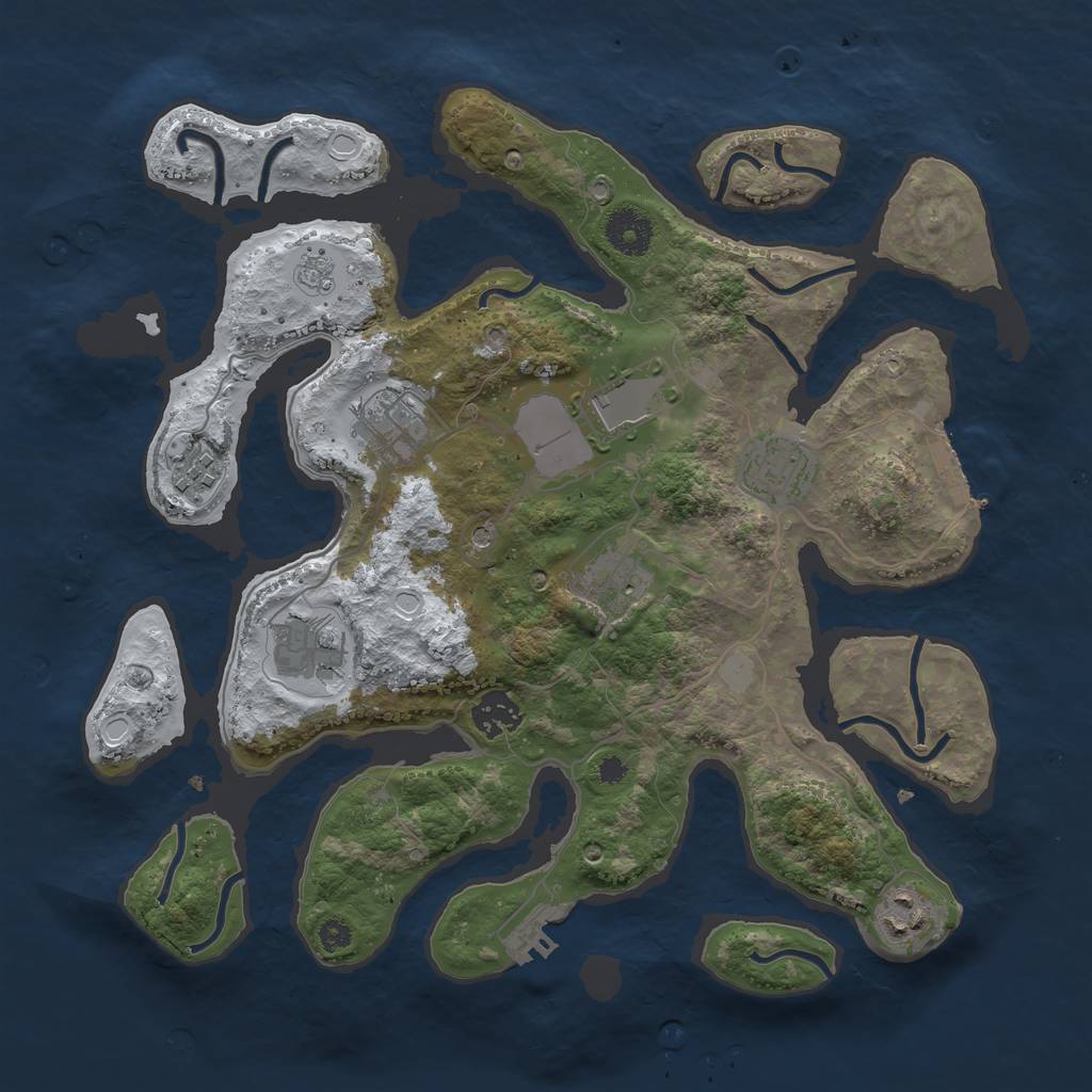 Rust Map: Procedural Map, Size: 3500, Seed: 4386110, 17 Monuments