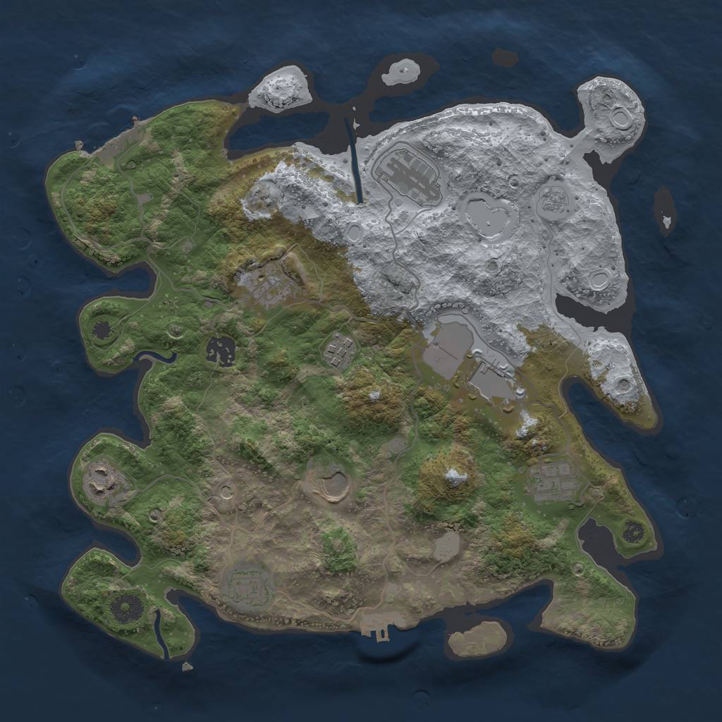 Rust Map: Procedural Map, Size: 3500, Seed: 2621991, 16 Monuments