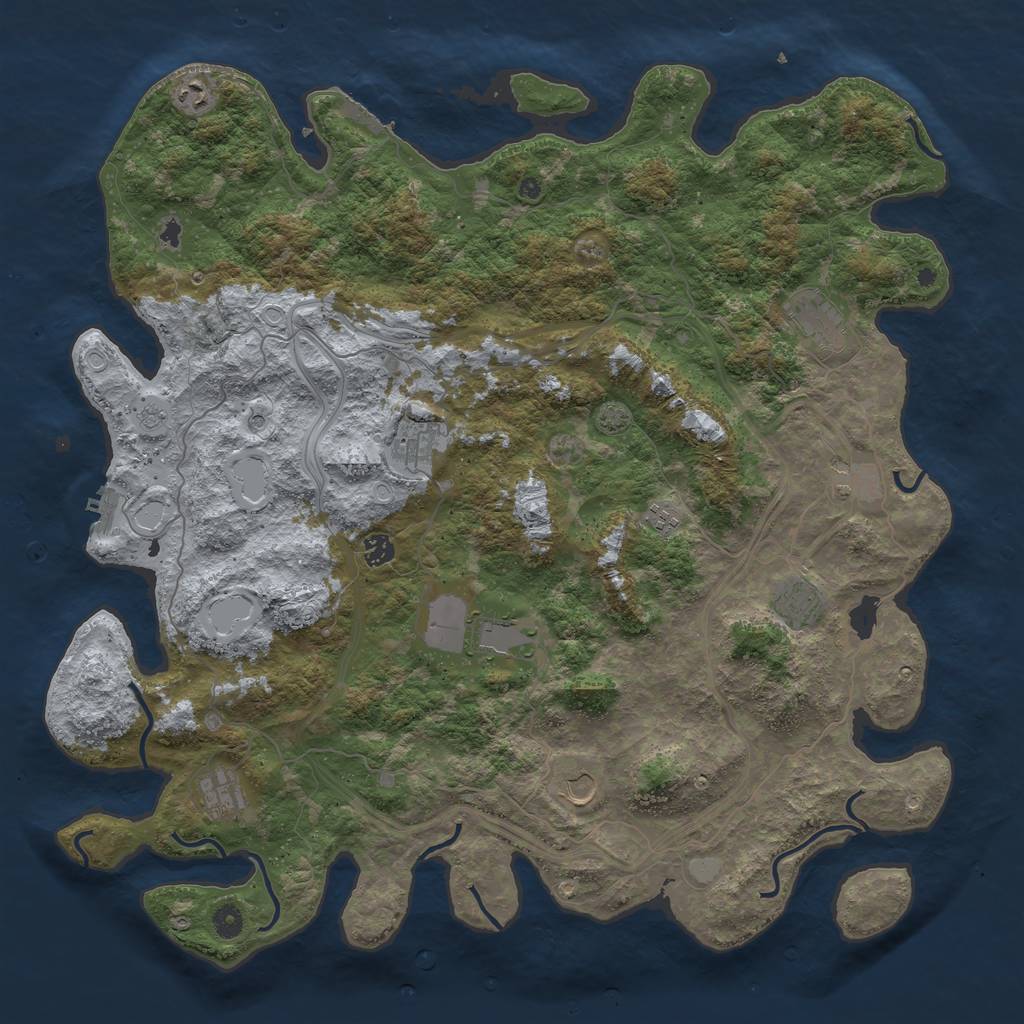 Rust Map: Procedural Map, Size: 4800, Seed: 501, 18 Monuments