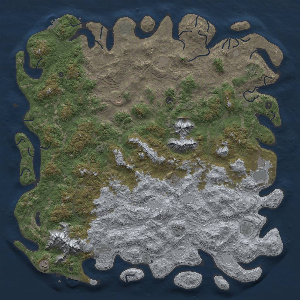 Rust Map: Procedural Map, Size: 6000, Seed: 6518, 19 Monuments
