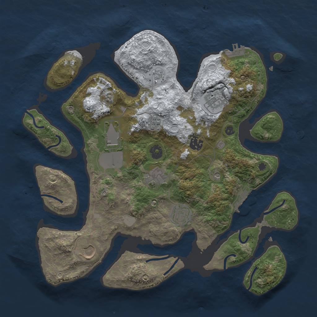Rust Map: Procedural Map, Size: 3500, Seed: 1583525, 16 Monuments