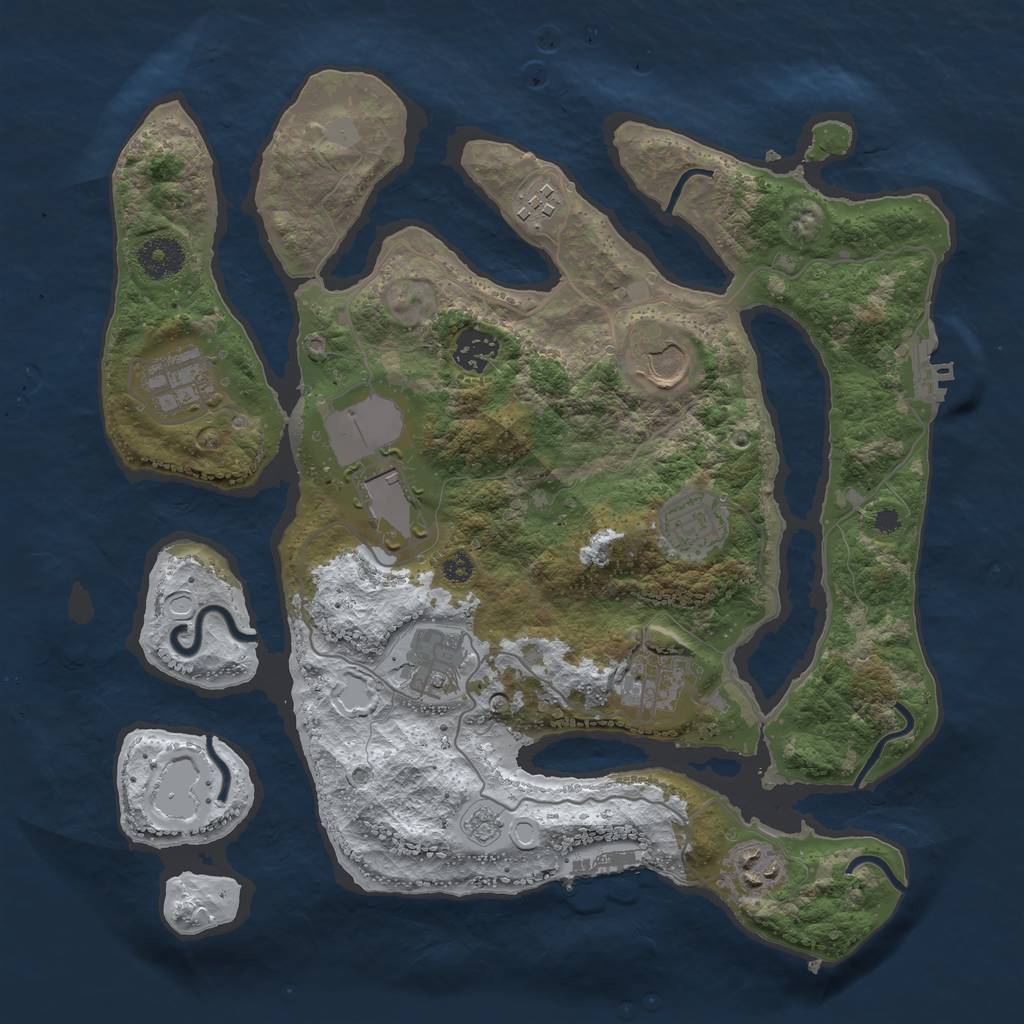 Rust Map: Procedural Map, Size: 3500, Seed: 1023172, 17 Monuments