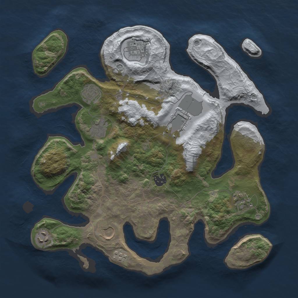 Rust Map: Barren, Size: 3500, Seed: 1848286, 12 Monuments