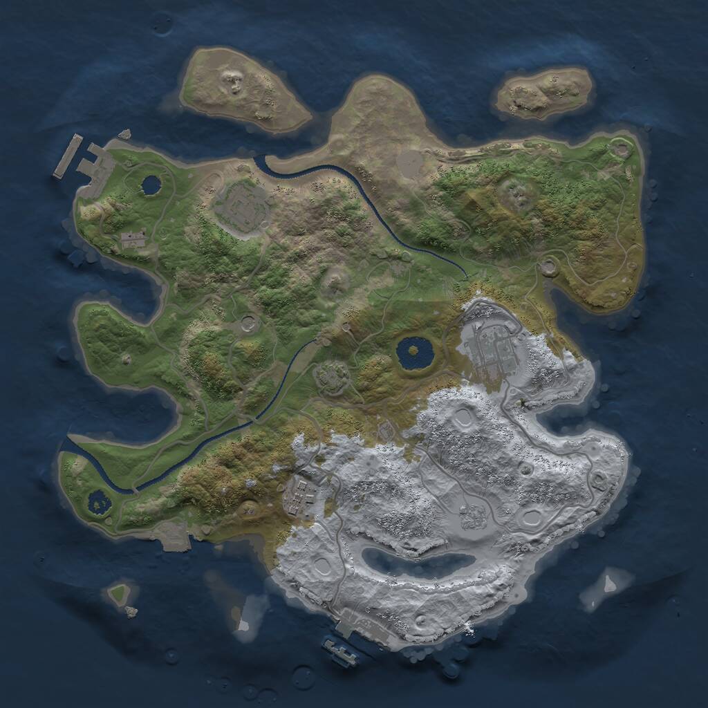 Rust Map: Procedural Map, Size: 3000, Seed: 6871516, 9 Monuments