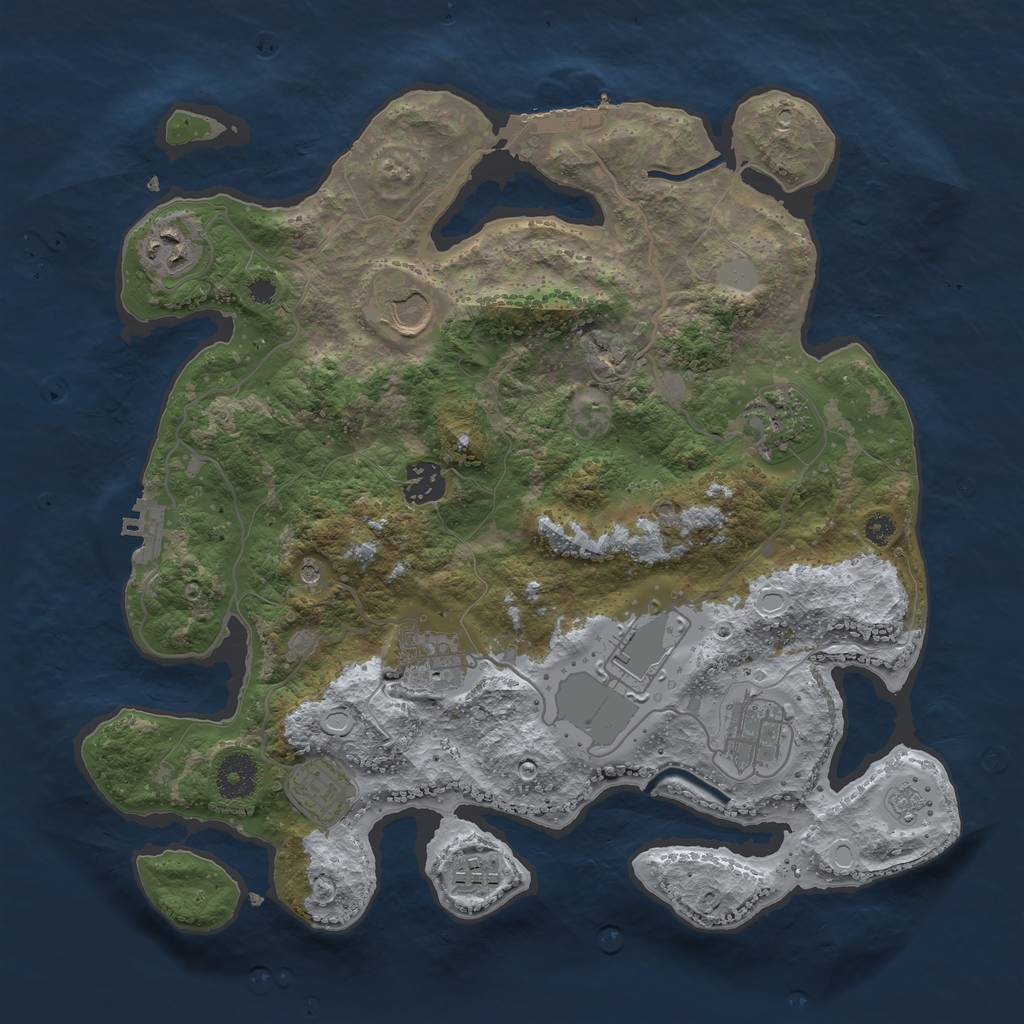 Rust Map: Procedural Map, Size: 3500, Seed: 4779766, 16 Monuments