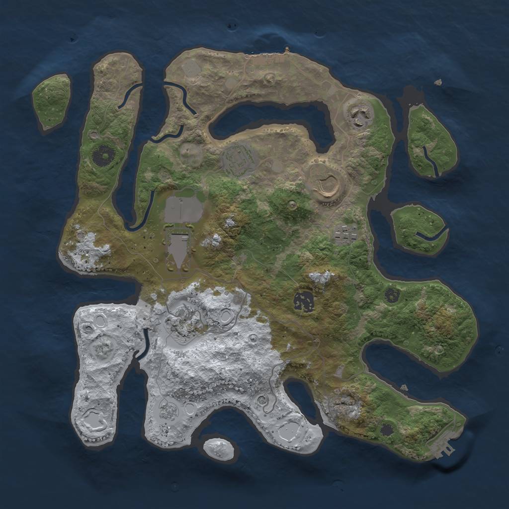Rust Map: Procedural Map, Size: 3500, Seed: 5701640, 16 Monuments