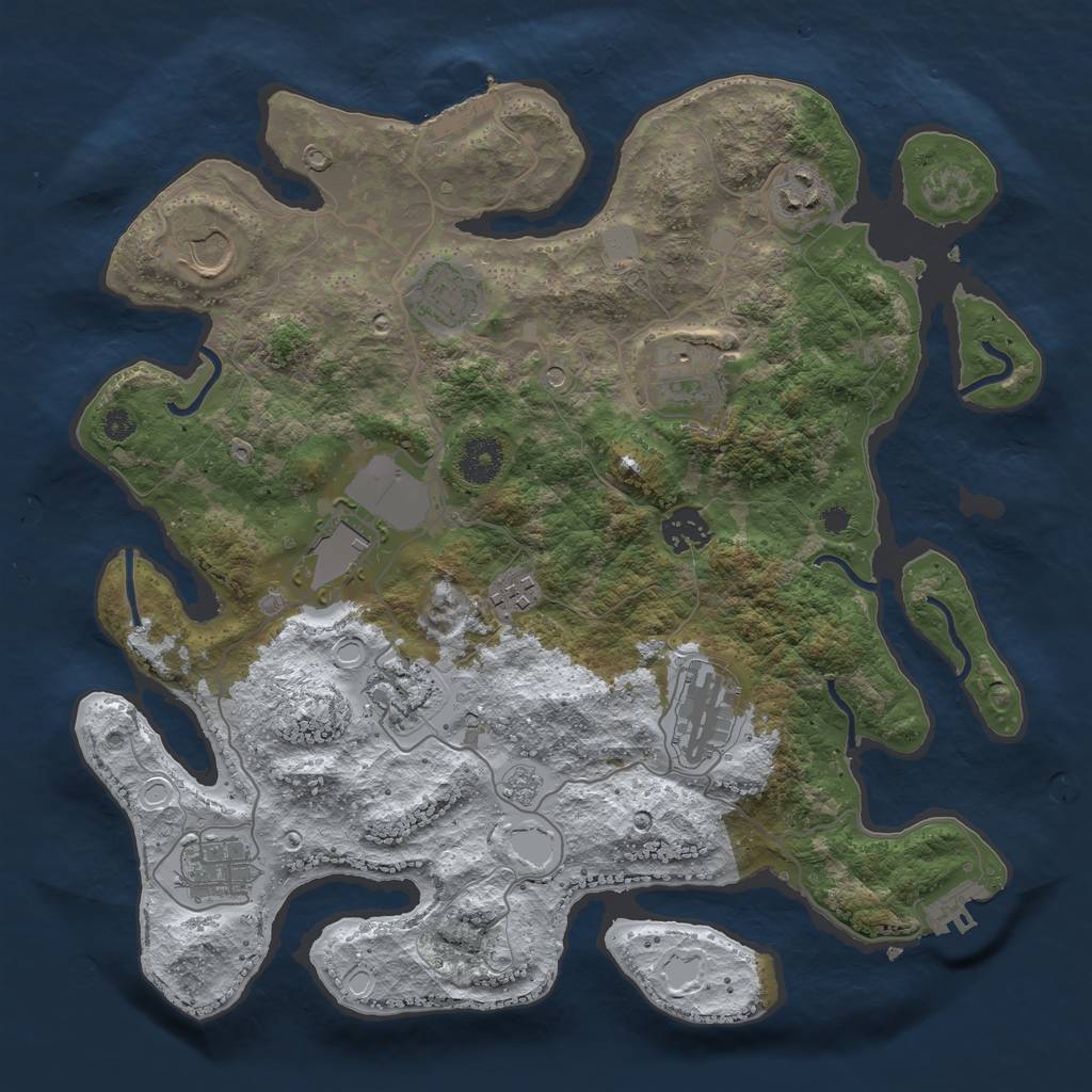 Rust Map: Procedural Map, Size: 3550, Seed: 341095, 19 Monuments
