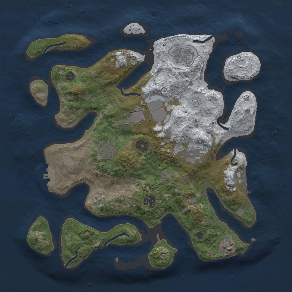 Rust Map: Procedural Map, Size: 3500, Seed: 2380691, 16 Monuments