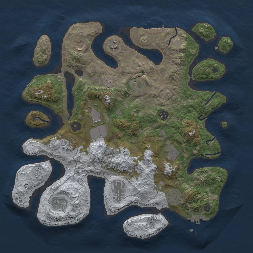 Rust Map: Procedural Map, Size: 3850, Seed: 2009586581, 20 Monuments