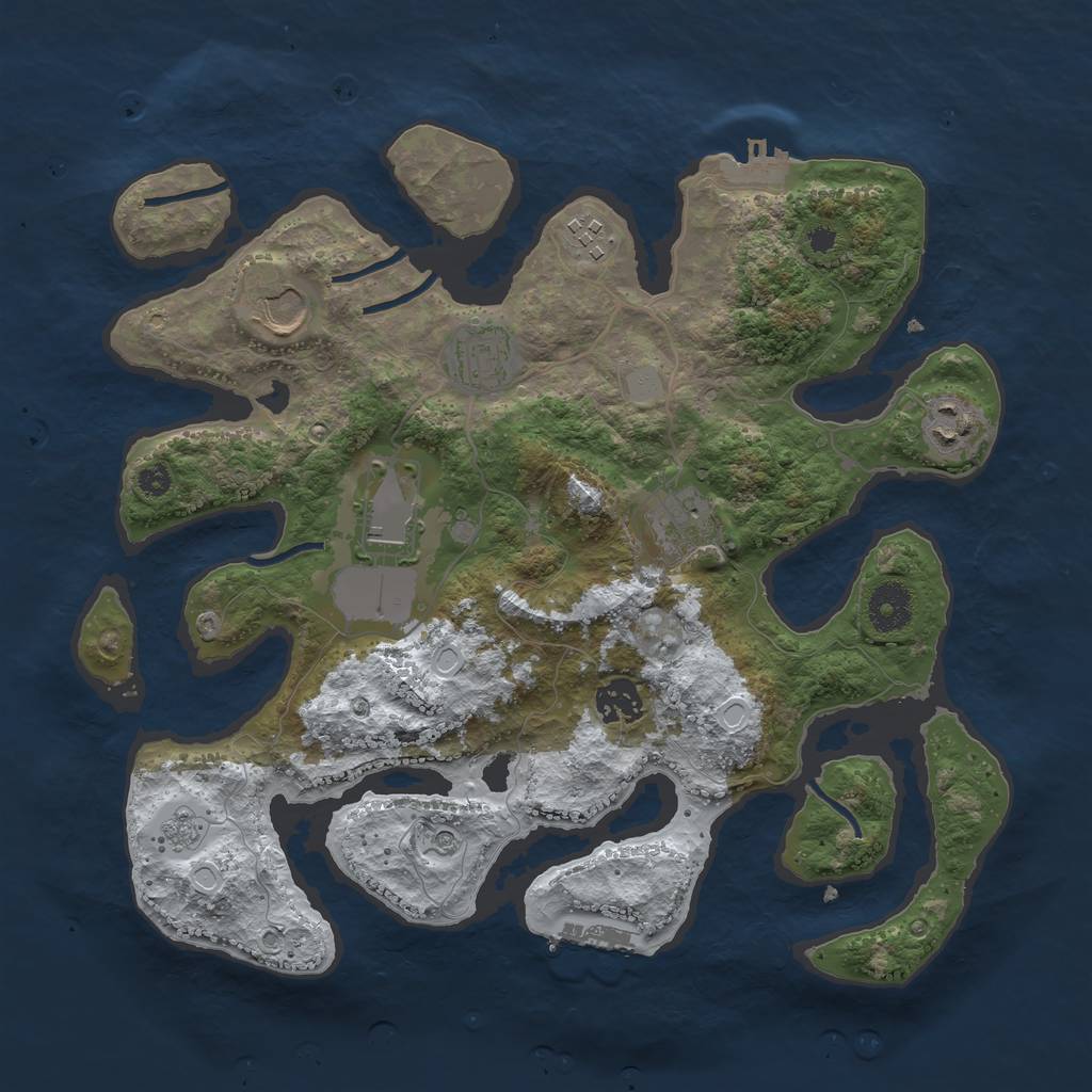 Rust Map: Procedural Map, Size: 3500, Seed: 88004846, 16 Monuments