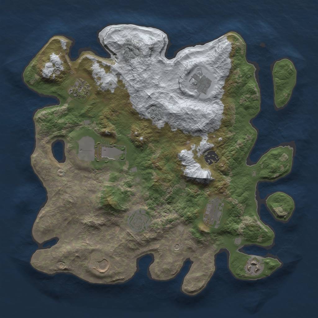 Rust Map: Barren, Size: 3500, Seed: 1545966, 12 Monuments