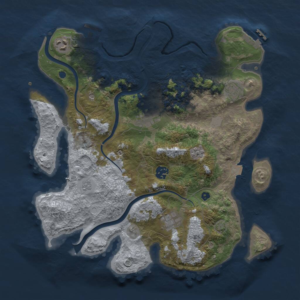 Rust Map: Procedural Map, Size: 3500, Seed: 304882914, 12 Monuments