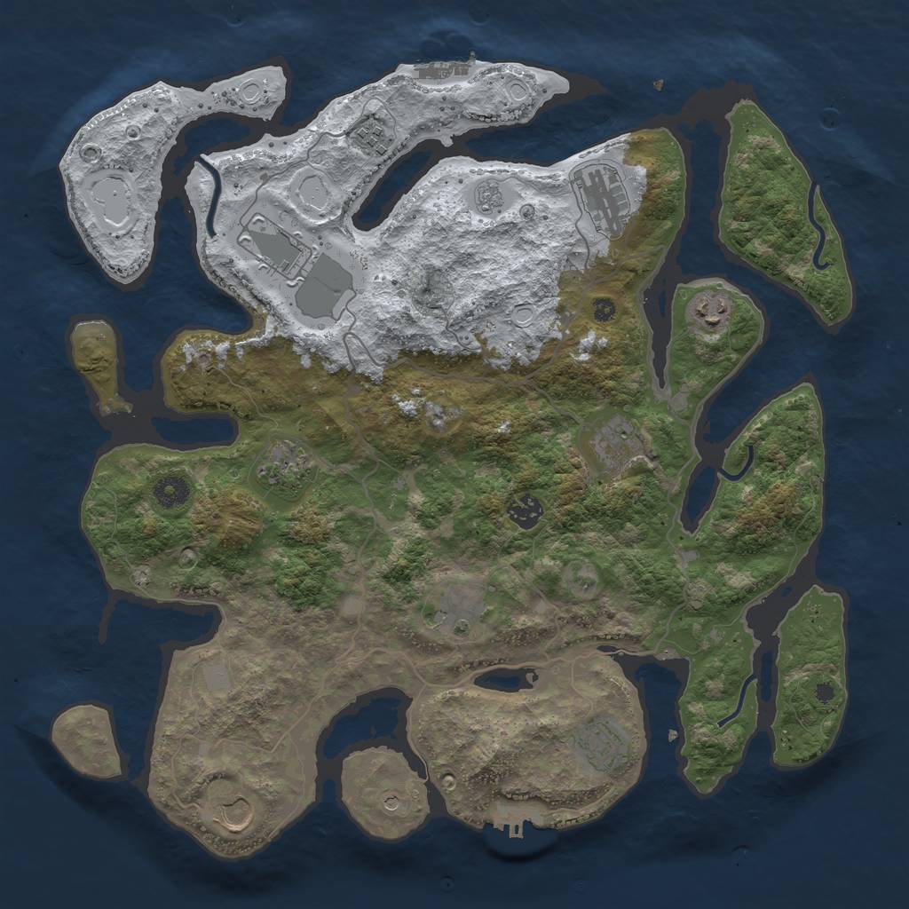 Rust Map: Procedural Map, Size: 4000, Seed: 317337009, 19 Monuments