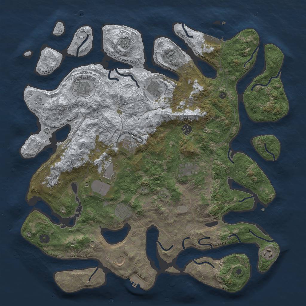 Rust Map: Procedural Map, Size: 4500, Seed: 2005852825, 20 Monuments