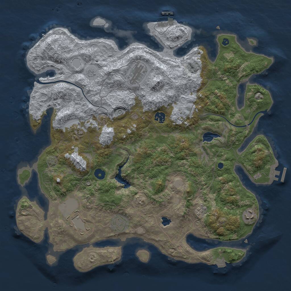 Rust Map: Procedural Map, Size: 4000, Seed: 439876134, 13 Monuments