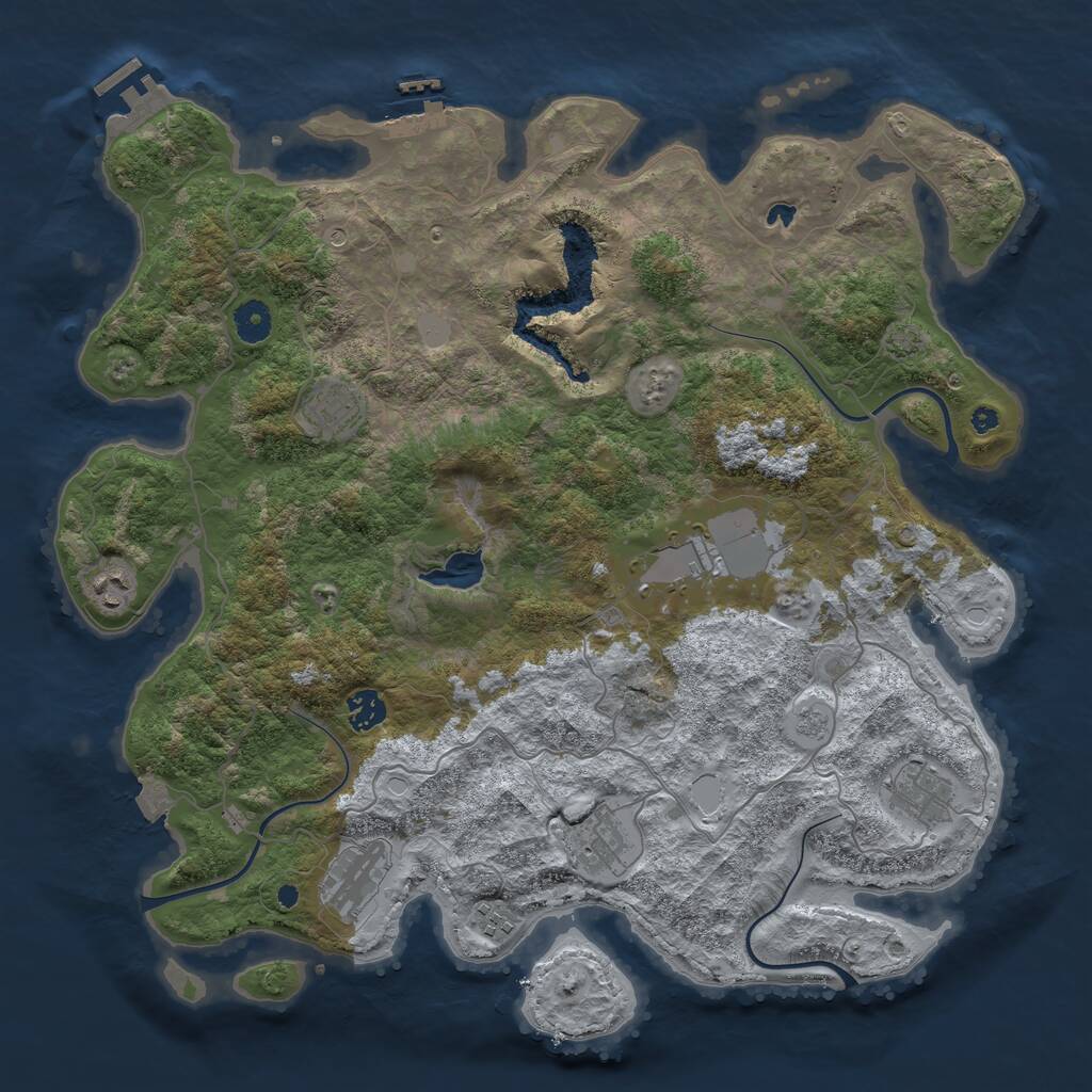 Rust Map: Procedural Map, Size: 4100, Seed: 25564, 14 Monuments