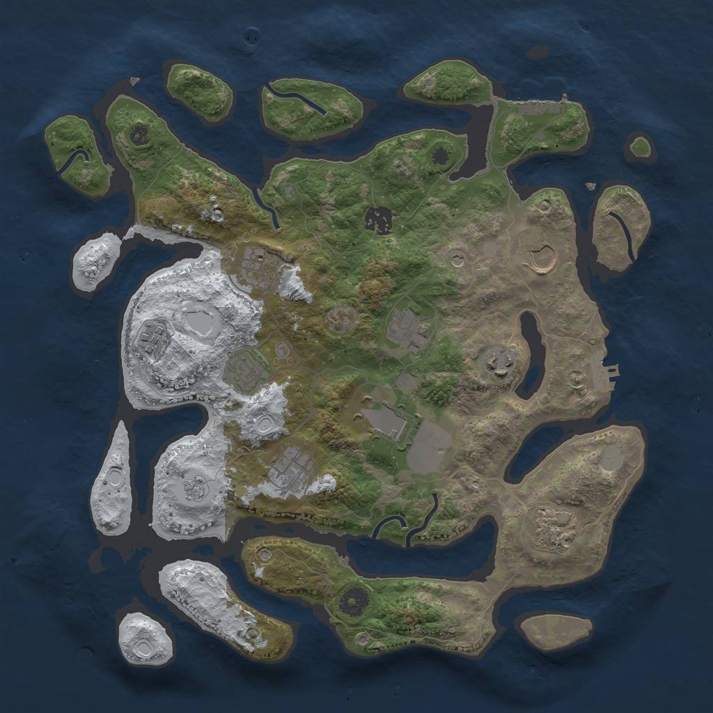 Rust Map: Procedural Map, Size: 3700, Seed: 96573, 19 Monuments