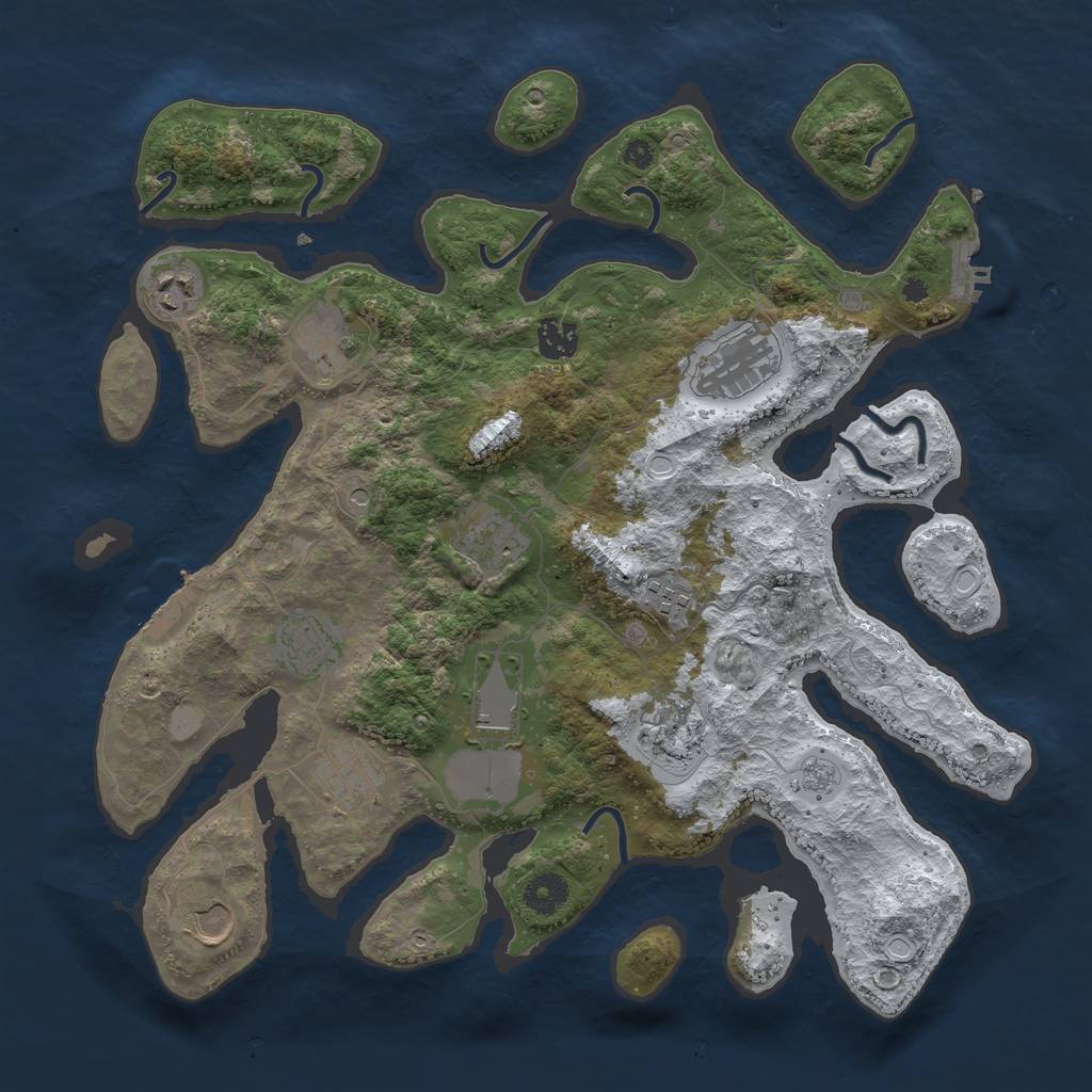 Rust Map: Procedural Map, Size: 3850, Seed: 439170252, 20 Monuments