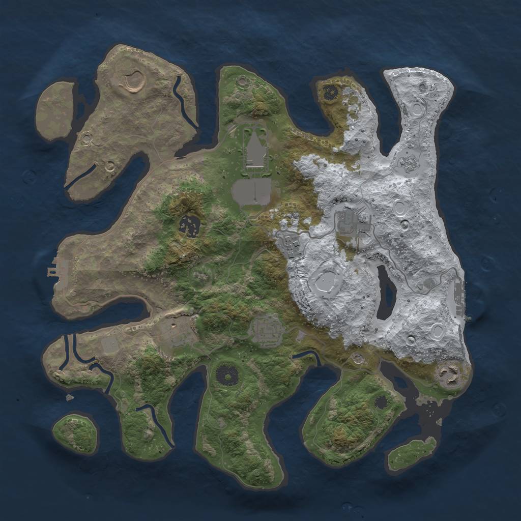 Rust Map: Procedural Map, Size: 3500, Seed: 4153581, 17 Monuments