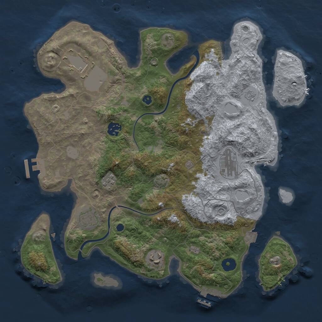 Rust Map: Procedural Map, Size: 3500, Seed: 4943192, 12 Monuments