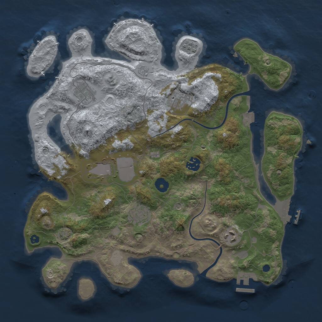 Rust Map: Procedural Map, Size: 3500, Seed: 6205320, 13 Monuments