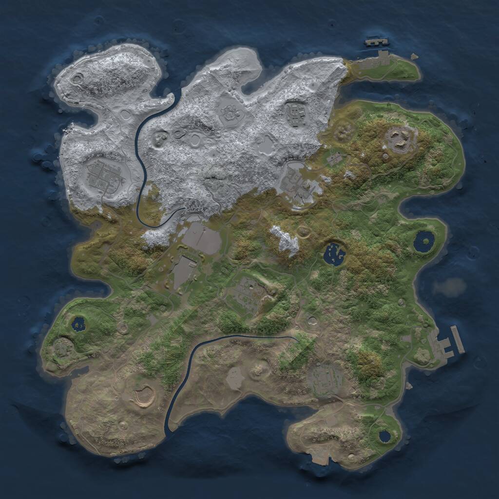 Rust Map: Procedural Map, Size: 3500, Seed: 96455, 15 Monuments