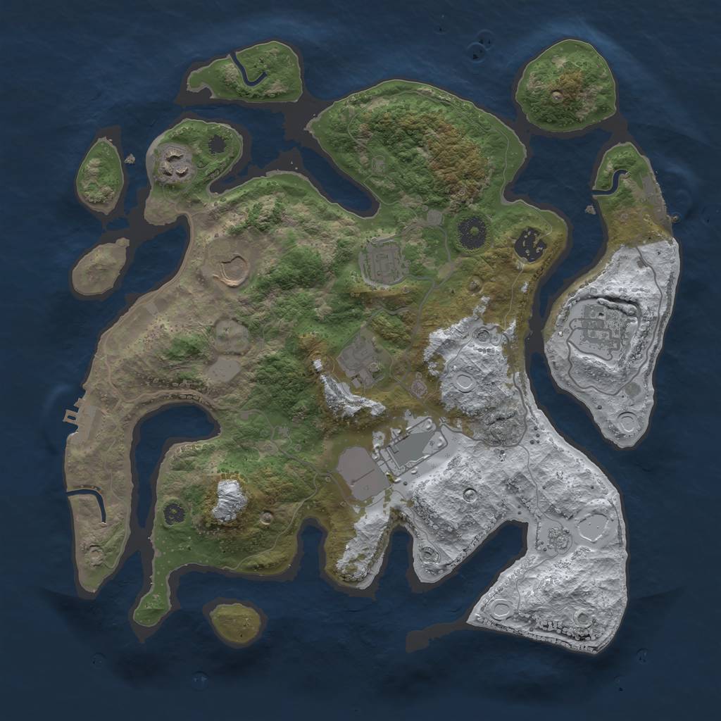 Rust Map: Procedural Map, Size: 3500, Seed: 5029917, 16 Monuments