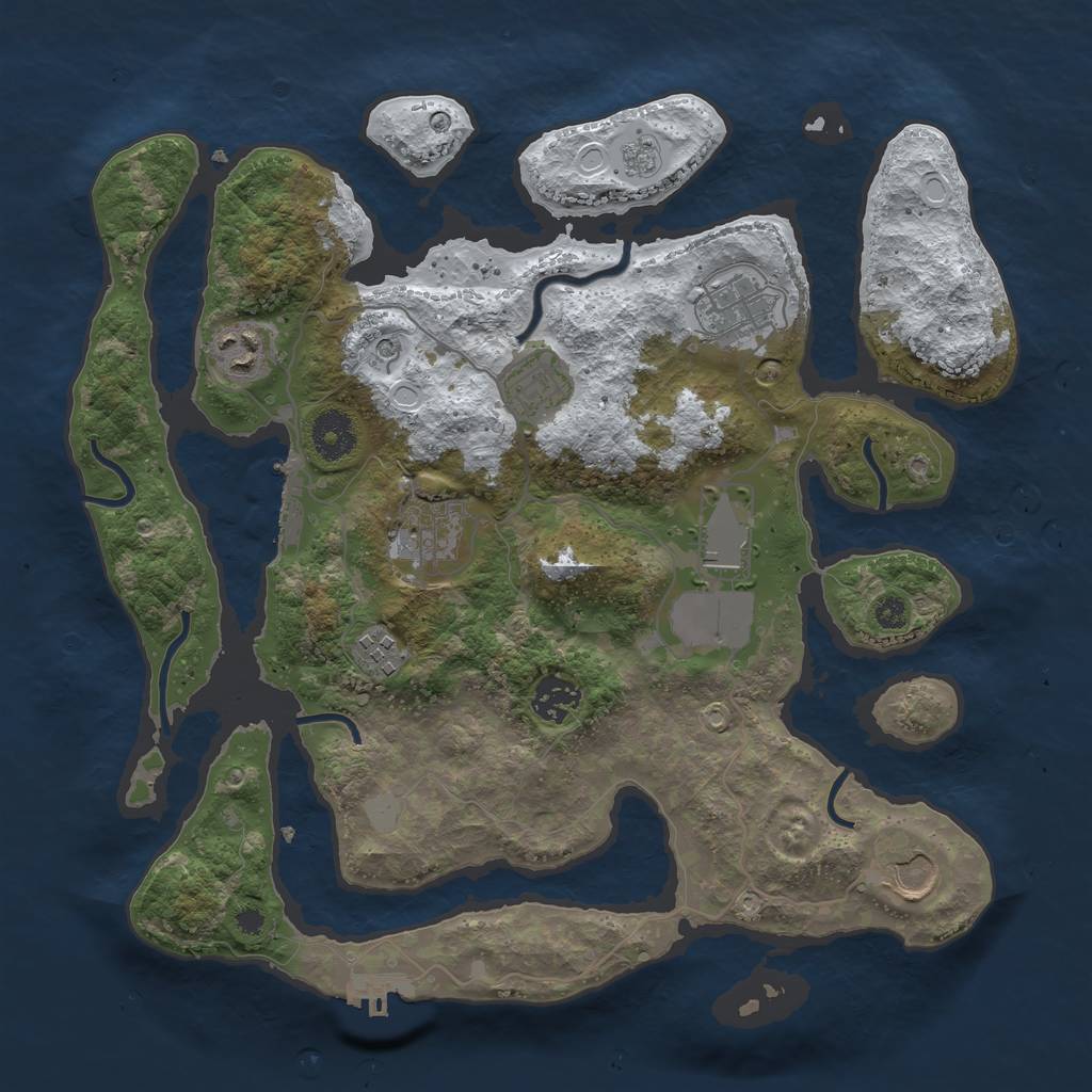 Rust Map: Procedural Map, Size: 3500, Seed: 2189822, 17 Monuments