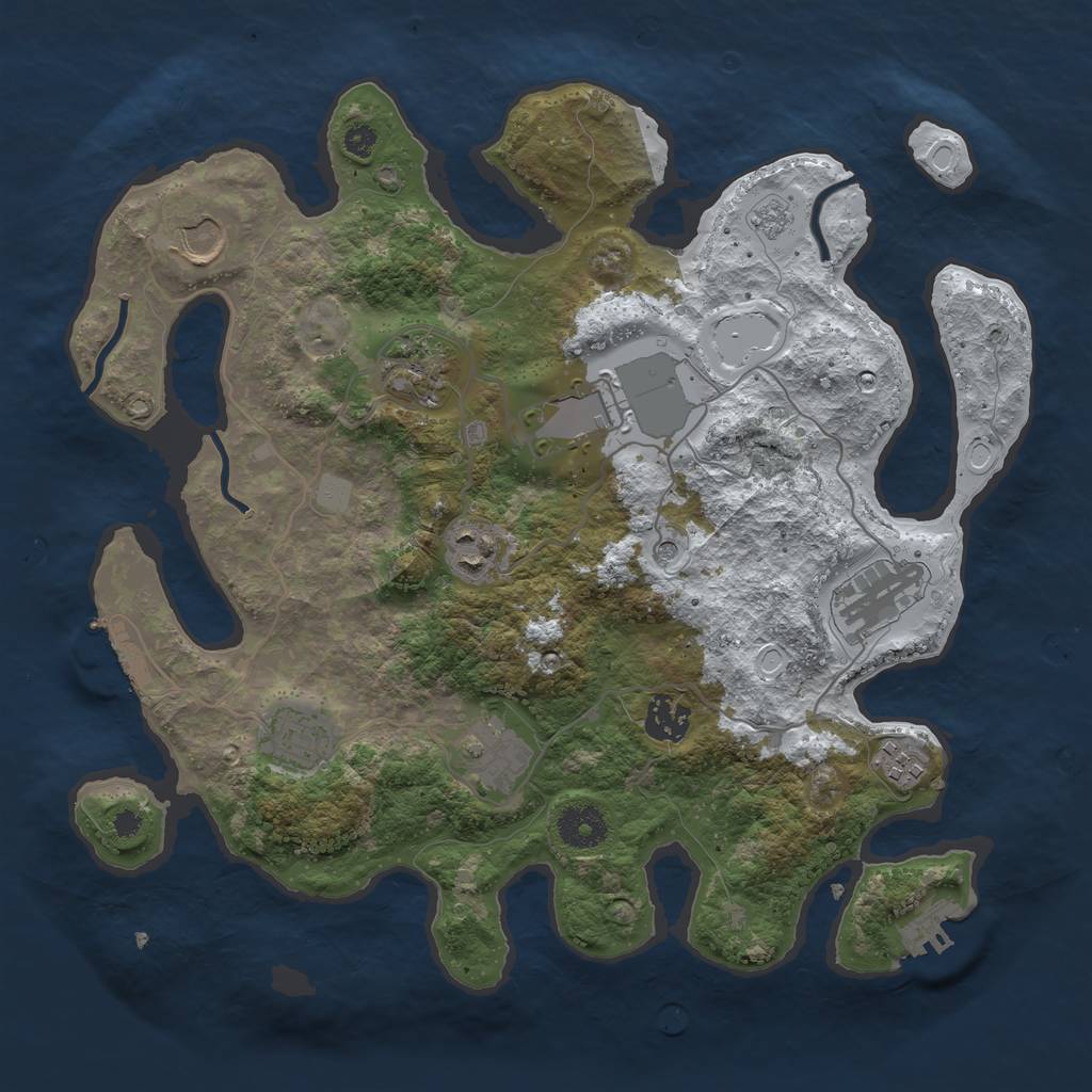 Rust Map: Procedural Map, Size: 3500, Seed: 5016936, 18 Monuments