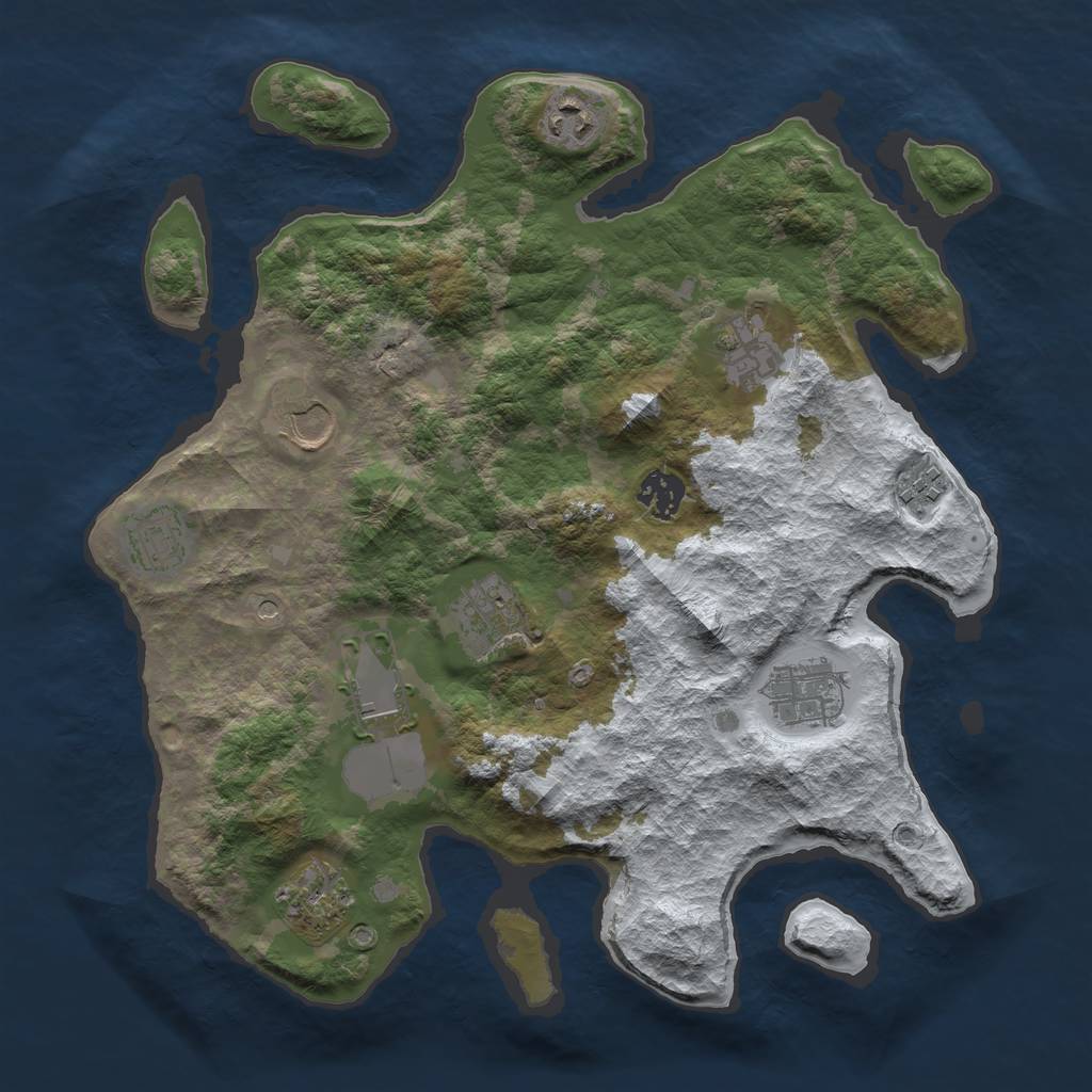Rust Map: Barren, Size: 3500, Seed: 742693, 13 Monuments