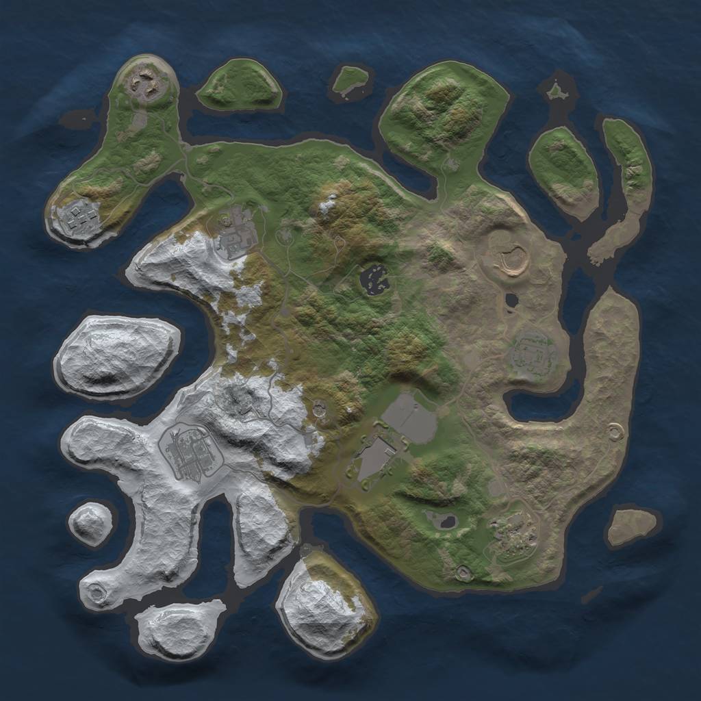 Rust Map: Barren, Size: 3500, Seed: 954230, 12 Monuments