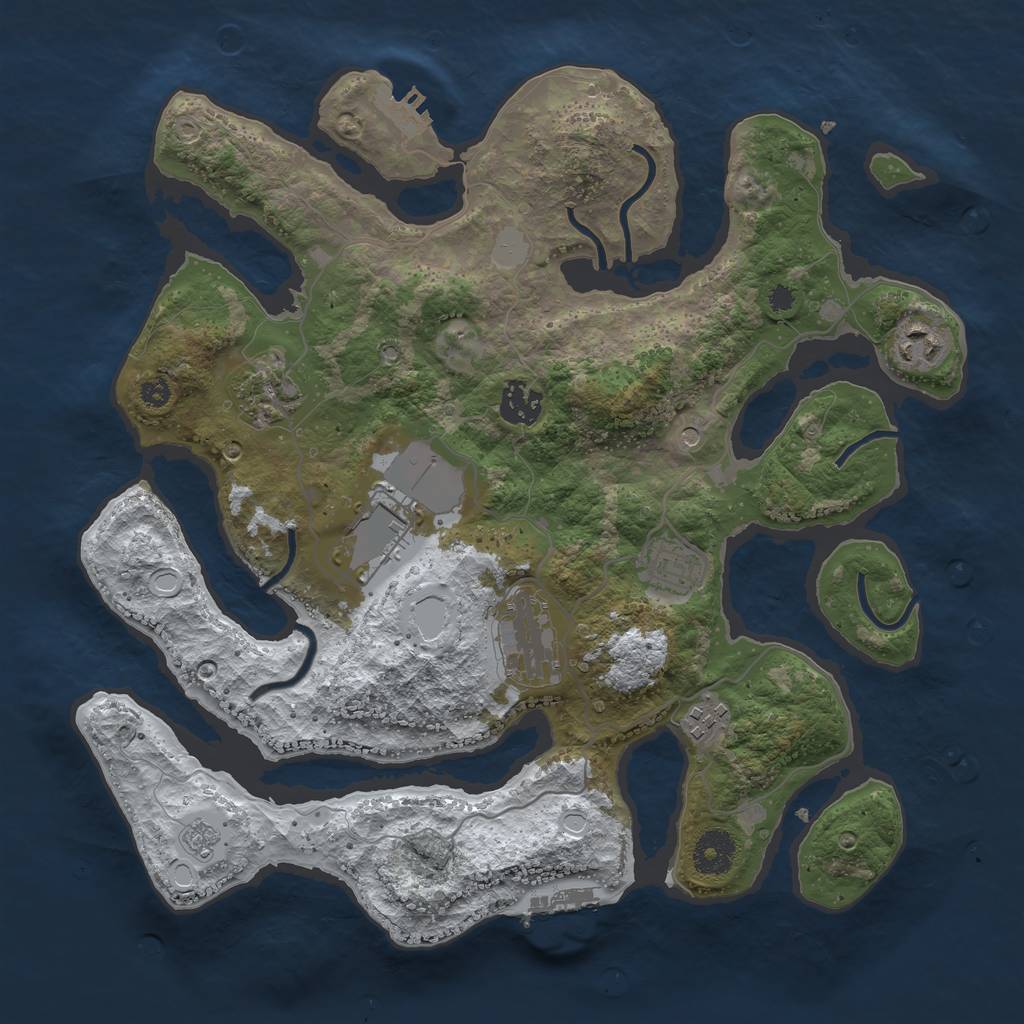 Rust Map: Procedural Map, Size: 3500, Seed: 2986810, 16 Monuments