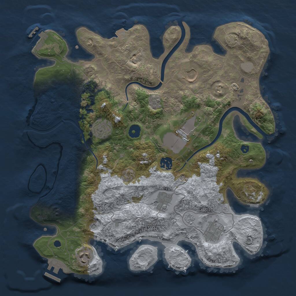 Rust Map: Procedural Map, Size: 3500, Seed: 1334358, 14 Monuments