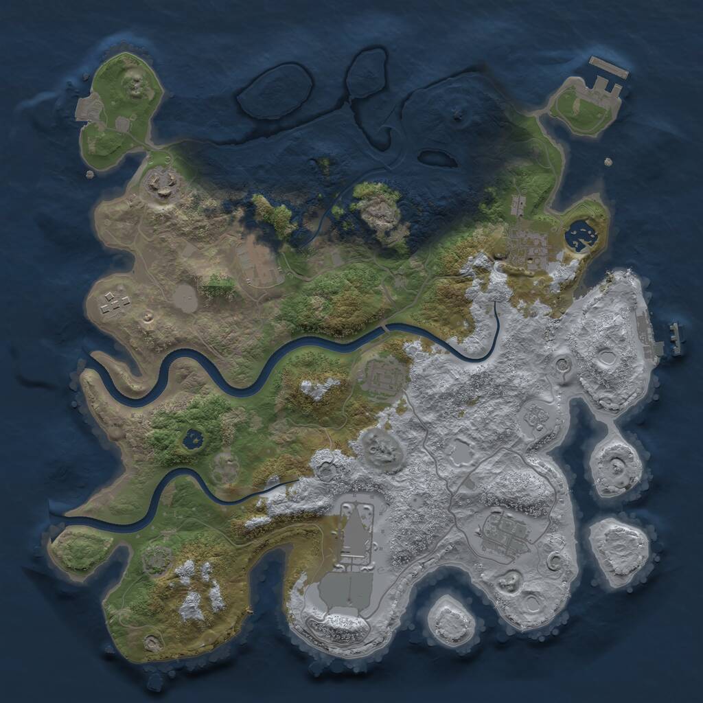 Rust Map: Procedural Map, Size: 3500, Seed: 101042022, 14 Monuments