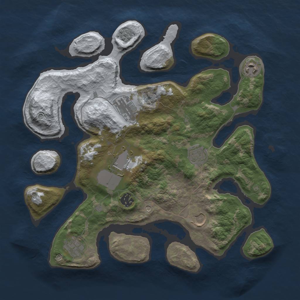 Rust Map: Barren, Size: 3500, Seed: 3342564, 11 Monuments