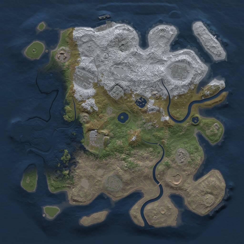 Rust Map: Procedural Map, Size: 3500, Seed: 4897472, 15 Monuments