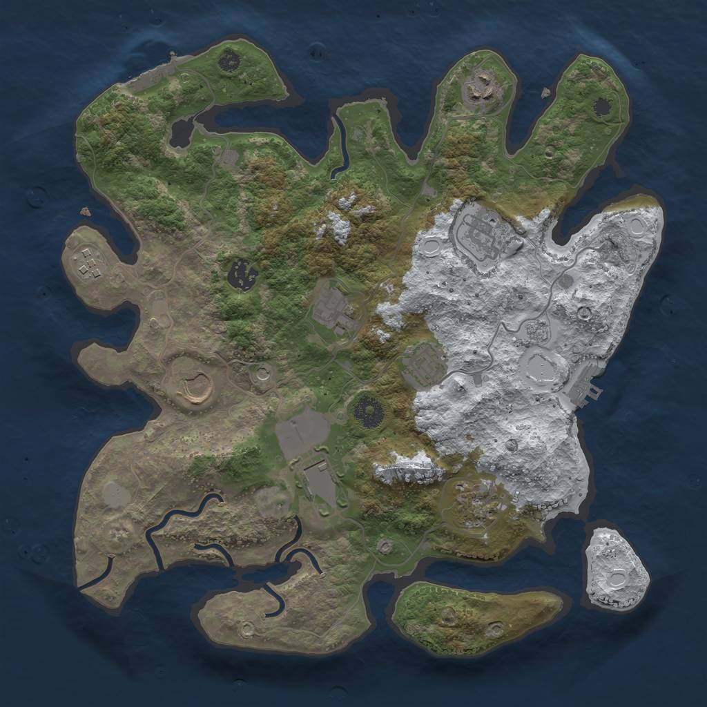 Rust Map: Procedural Map, Size: 3500, Seed: 5573542, 18 Monuments