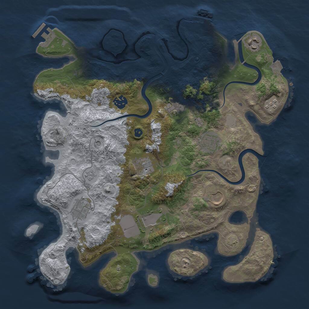 Rust Map: Procedural Map, Size: 3550, Seed: 902378, 15 Monuments