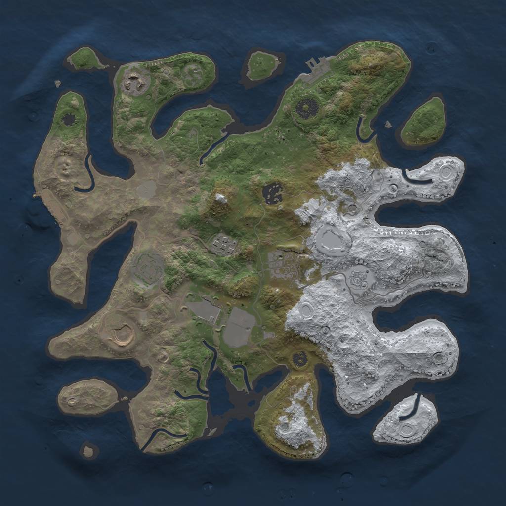 Rust Map: Procedural Map, Size: 3500, Seed: 1584066, 16 Monuments