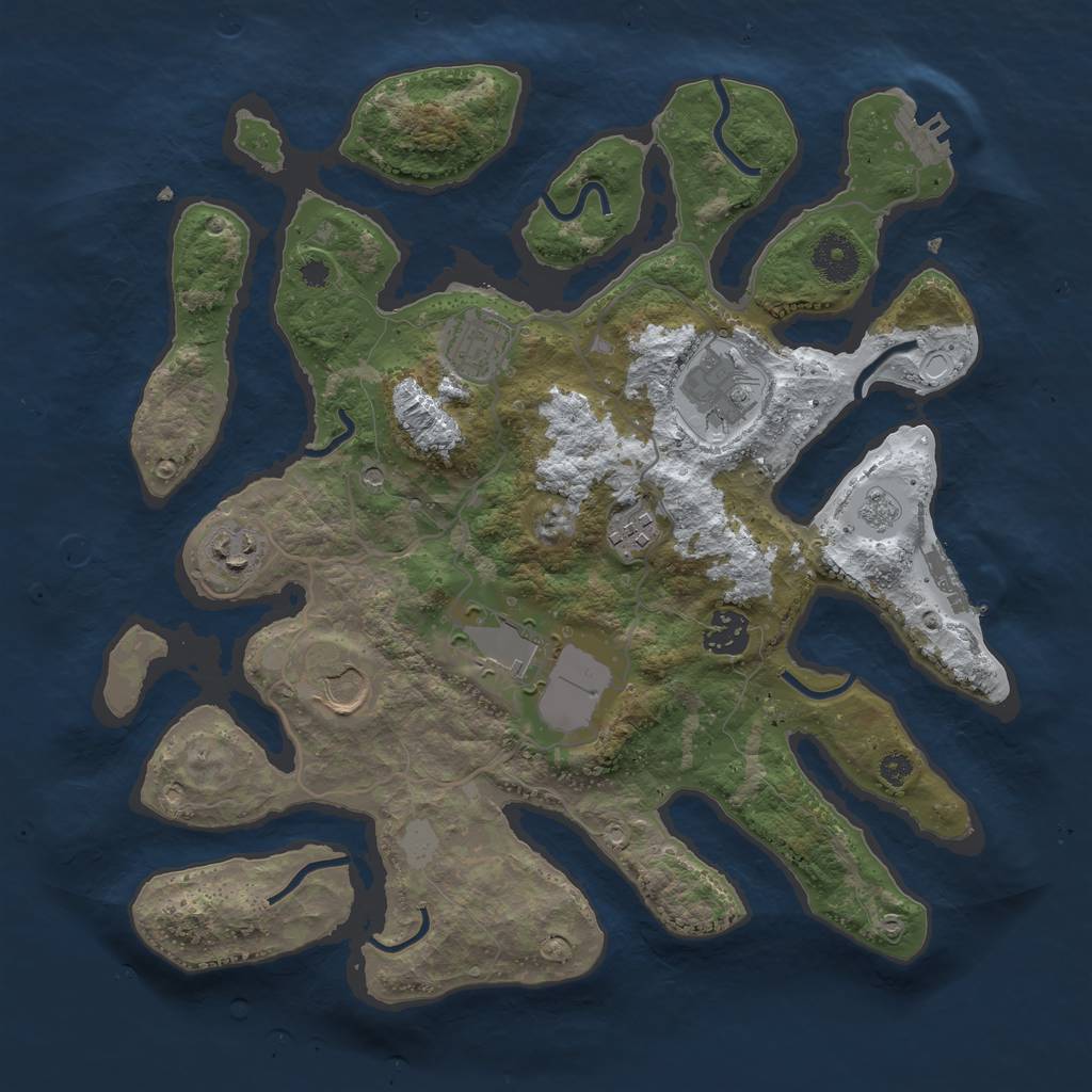 Rust Map: Procedural Map, Size: 3500, Seed: 4169869, 16 Monuments