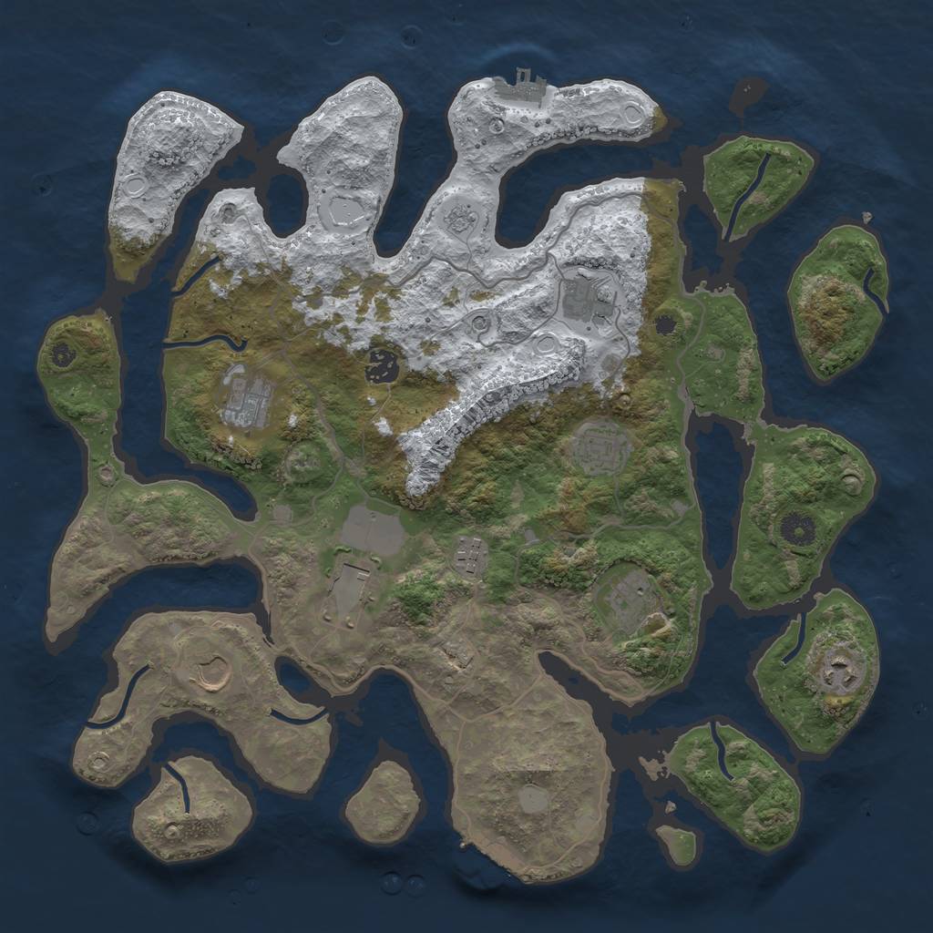 Rust Map: Procedural Map, Size: 4000, Seed: 2484696, 18 Monuments