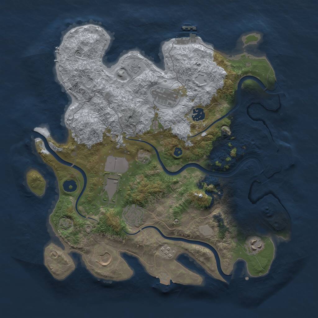 Rust Map: Procedural Map, Size: 3600, Seed: 48338, 13 Monuments